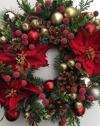 wianek bożonarodzeniowy czerwona poinsettia, EsyFloresy