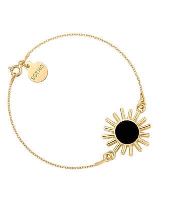Złota bransoletka z czarnym słońcem, OSOBY - Prezent dla żony