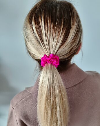 Gumka jedwabna, scrunchie, frotka neon fuchsia MINI, Capillum