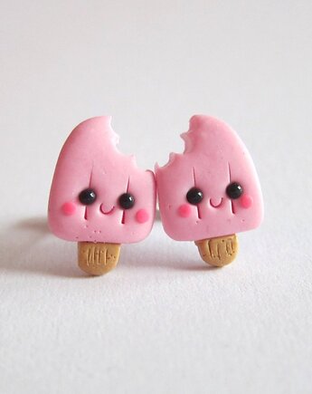 Śmieszne Małe Różowe Kolczyki Lody na patyku kawaii, OMIFIMO