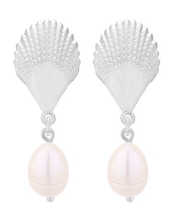 Srebrne kolczyki z muszlami i perłami naturalnymi, SOTHO