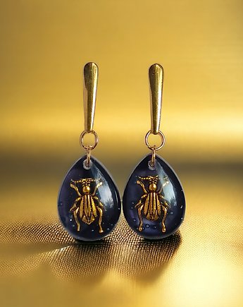 UNIKATOWE  kolczyki z żywicy : kolekcja INSECTS, kaktusia