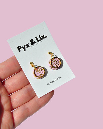 Kolczyki minimalistyczne małe koła ze złotem, Pyx & Lix