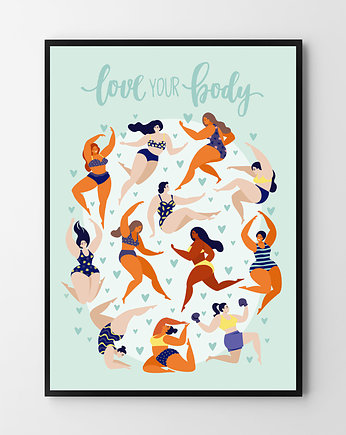 Love your body  - plakat miętowy, OSOBY - Prezent dla przyjaciółki