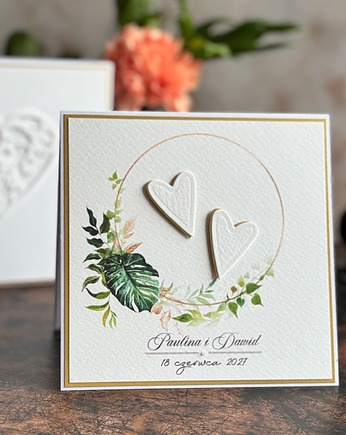 Elegancka kartka ślubna w pudełku z kopertą, W38C, Anna Art and Crafts