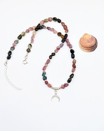 Naszyjnik z turmalinów z lunulą, srebrny, Studio Gazela