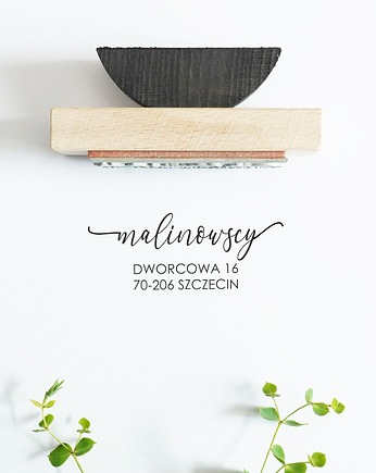 Personalizowany drewniany stempel z adresem - kaligraficzny, MOOD for WOOD