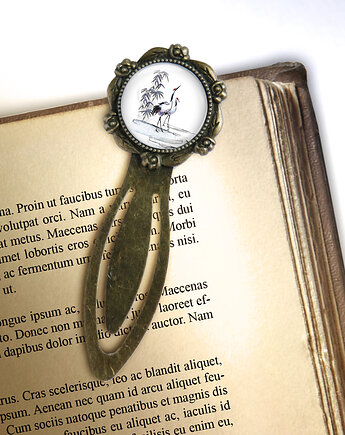 Zakładka do książki - Żurawie sumi-e - klips, brąz, yenoo