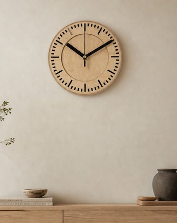 Zegar ścienny z Drewna -  Cichy Mechanizmp, Clock Wood Studio