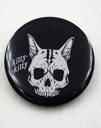 Przypinka gotycka z żywicy z czaszką kota pin_print Goth 010, Hippograph