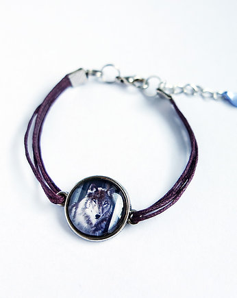 Bransoletka - Szary wilk - fioletowa, sznurki, yenoo
