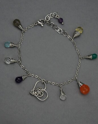 Bransoletka serce kolorowa wire wrapping, Agata Rozanska