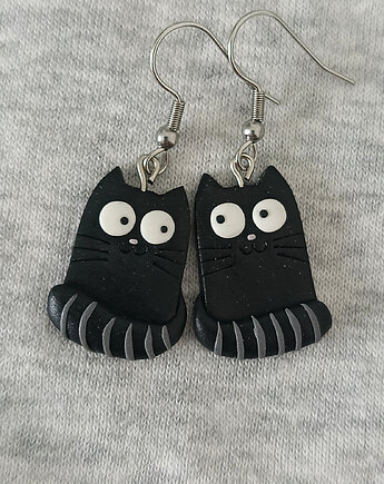 Kolczyki Śmieszne Czarne Koty, OMIFIMO