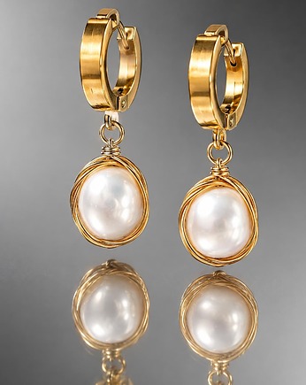 Kolczyki pozłacane Pearls [white] perły vol. 28, KiKa pracownia