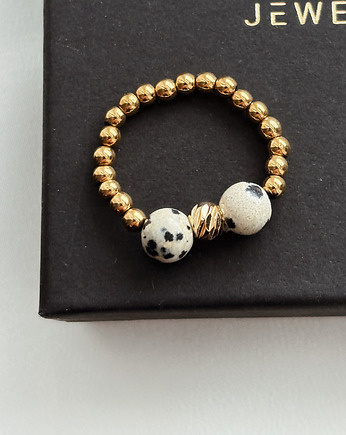 Pierścionek elastyczny Jaspis Dalmatyński, Chmolowska Jewellery