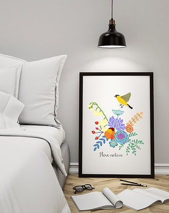Plakat. Kwiaty i ptaki, Love Life and Forest