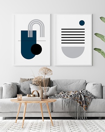 Zestaw plakatów. Niebiesko-szara geo, HOG STUDIO