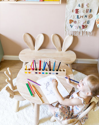 Montessori Drewniany organizer na kredki i przybory szkolne na biurko dla dzieci, OBUBU