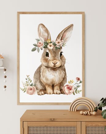 Plakat Króliczek, kwiaty, królik, Wallie Studio Dekoracji