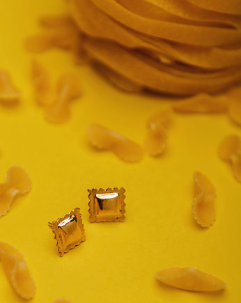 Kolczyk ravioli pasta srebro pozłacane, Hetman Jewelry