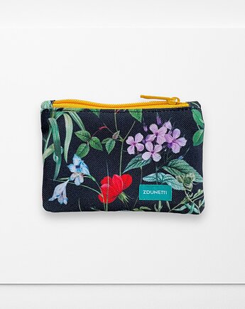 Portfelik mini - kwiaty polne czarny