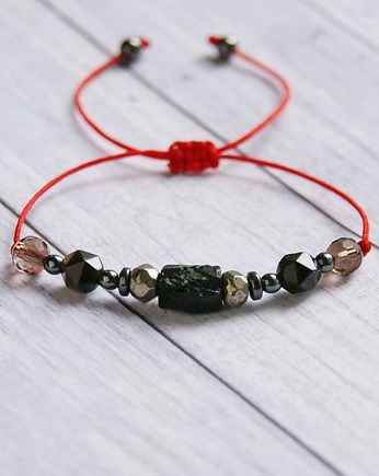 Ochronna bransoletka - turmalin, piryt, obsydian, kaktusia