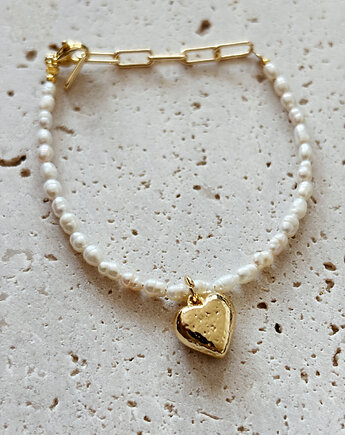 Bransoletka z pereł naturalnych serce, Chmolowska Jewellery