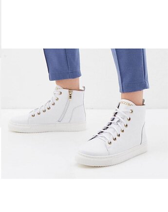 Sneakersy skórzane suwak + sznurówki  (6203), BOSCCOLO