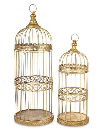 Klatka dekoracyjna metalowa 2 sztuki złote, MIA home