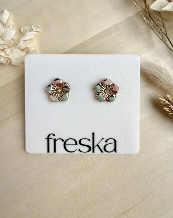 Kolczyki Kwiaty ze złotem - limitowana kolekcja English Garden, freska