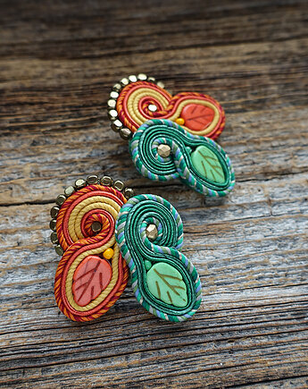 Kolczyki soutache Jesienny liść, Mró Soutache