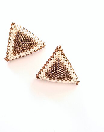Kolczyki Trójkątne Sztyfty "Czekoladowa Beza", Bead Wonderful