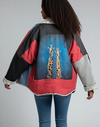 Kurtka patchwork jeans Asana zero waste unikat one size, Auri Lili