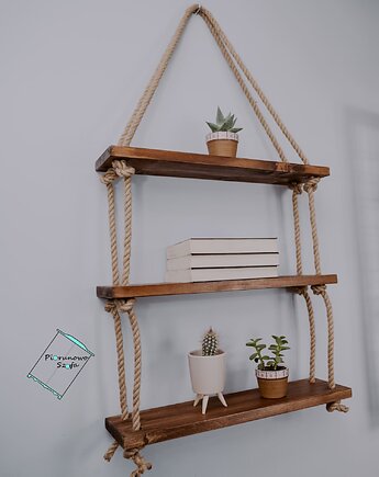 Półka wisząca na linach jutowych brąz, PiorunowoSzafa