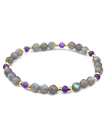 Bransoletka Damska Labradoryt Ametyst złoto, Brazi Druse Jewelry