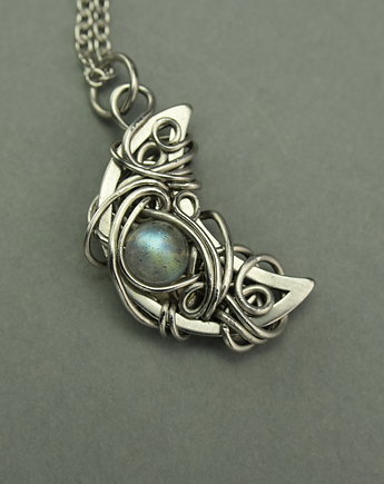 Wisiorek księżyc labradoryt wire wrapping, Agata Rozanska