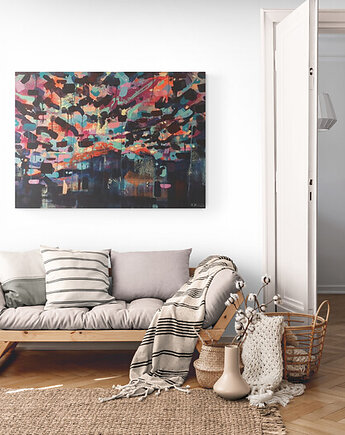 Obraz ręcznie malowany na płótnie 70x100 cm - abstrakcyjny pejzaż, Kasia Kulicka