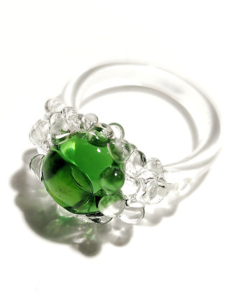 Szklany pierścionek "Nereida" zielony, Joanna Muzyka Studio