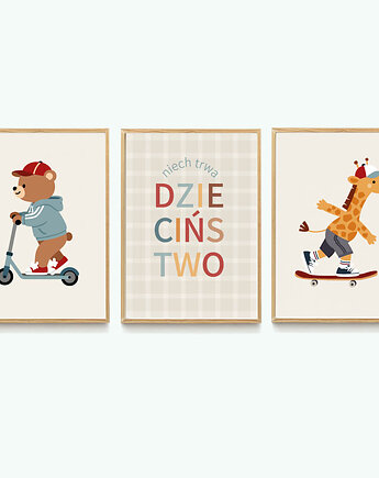 Niech trwa dzieciństw - zwierzęta na deskorolce hulajnodze ZESTAW, ALE Pomysl