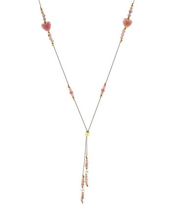 Subtelny krawacik na jedwabnej nici z sercem Rodonitu, Kulka Bransoletki