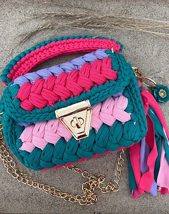 Torebka handmade + brelok z gliny polimerowej Kwiatowe Fantazje, Megan Little Things
