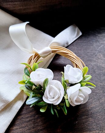 Dekoracyjny wianuszek ze sztucznych kwiatów, Wooden Love