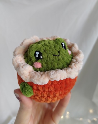 Żabka pluszowa w dyni, Maskotka żabka antystresowa, EcoToysByNastya