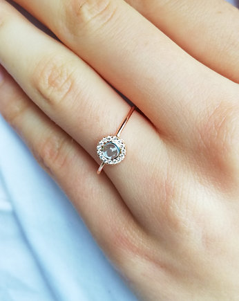 Topaz i diamenty - pierścionek zaręczynowy, ARPELC