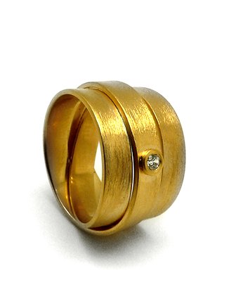 Pozłacany srebrny pierścionek z topazem, Wierzbanowska