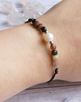 Amulet - turmalin & perła, kaktusia