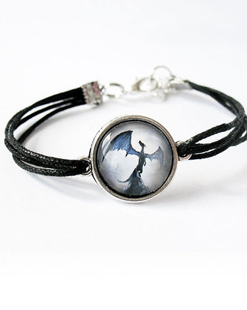 Bransoletka - Smok cienia - czarna, sznurki