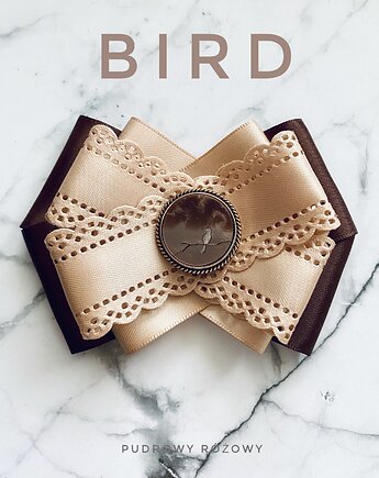 Brosza z kolekcji BIRD z masy perłowej z cudnym ptaszkiem NEW, Pudrowy Różowy