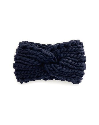 Granatowa opaska turban z grubej wełny peruwiańskiej, Holy Alpaca Knit