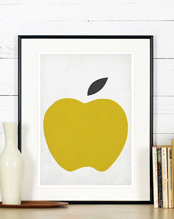 Plakat do kuchni, minimalizm, żółte jabłko, A3, Galeria EMU